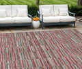 10 X 14 Red Beige And Copper Striped Washable Indoor Outdoor Area Rug