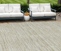 8 X 10 Taupe Beige And Tan Striped Washable Indoor Outdoor Area Rug