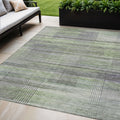 5 X 8 Artichoke Green Purple And Fern Green Striped Washable Indoor Outdoor Area Rug