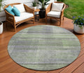 8 Artichoke Green Purple And Fern Green Round Striped Washable Indoor Outdoor Area Rug