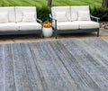 10 X 14 Denim Blue And Sky Blue Striped Washable Indoor Outdoor Area Rug