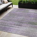 5 X 8 Purple Lavender And Gray Striped Washable Indoor Outdoor Area Rug