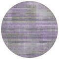 8 Purple Lavender And Gray Round Striped Washable Indoor Outdoor Area Rug