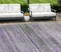 9 X 12 Purple Lavender And Gray Striped Washable Indoor Outdoor Area Rug