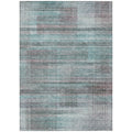 10 X 14 Teal Blue Gray And Charcoal Striped Washable Indoor Outdoor Area Rug