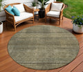 8 Brown Beige And Taupe Round Striped Washable Indoor Outdoor Area Rug