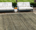 10 X 14 Brown Beige And Taupe Striped Washable Indoor Outdoor Area Rug