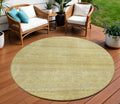8 Gold Wheat And Beige Round Striped Washable Indoor Outdoor Area Rug