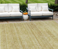 10 X 14 Gold Wheat And Beige Striped Washable Indoor Outdoor Area Rug