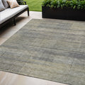 5 X 8 Khaki Beige And Gray Striped Washable Indoor Outdoor Area Rug