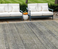 8 X 10 Khaki Beige And Gray Striped Washable Indoor Outdoor Area Rug