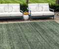 8 X 10 Olive Green And Gray Striped Washable Indoor Outdoor Area Rug