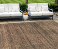 10 X 14 Orange Copper And Brown Striped Washable Indoor Outdoor Area Rug