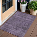 3 X 5 Plum Purple And Gray Striped Washable Indoor Outdoor Area Rug