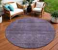 8 Plum Purple And Gray Round Striped Washable Indoor Outdoor Area Rug
