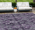 10 X 14 Eggplant Purple And Lavender Damask Washable Indoor Outdoor Area Rug