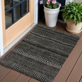3 X 5 Taupe Charcoal And Gray Striped Washable Indoor Outdoor Area Rug