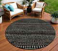 8 Taupe Charcoal And Gray Round Striped Washable Indoor Outdoor Area Rug