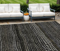 8 X 10 Taupe Charcoal And Gray Striped Washable Indoor Outdoor Area Rug