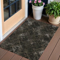3 X 5 Brown And Chocolate Geometric Washable Indoor Outdoor Area Rug