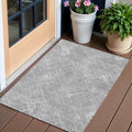 3 X 5 Gray And Silver Geometric Washable Indoor Outdoor Area Rug