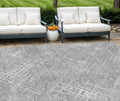 8 X 10 Gray And Silver Geometric Washable Indoor Outdoor Area Rug