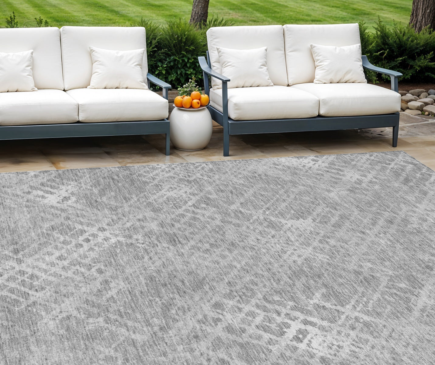 9 X 12 Gray And Silver Geometric Washable Indoor Outdoor Area Rug