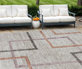 9 X 12 Taupe Charcoal And Copper Geometric Washable Indoor Outdoor Area Rug
