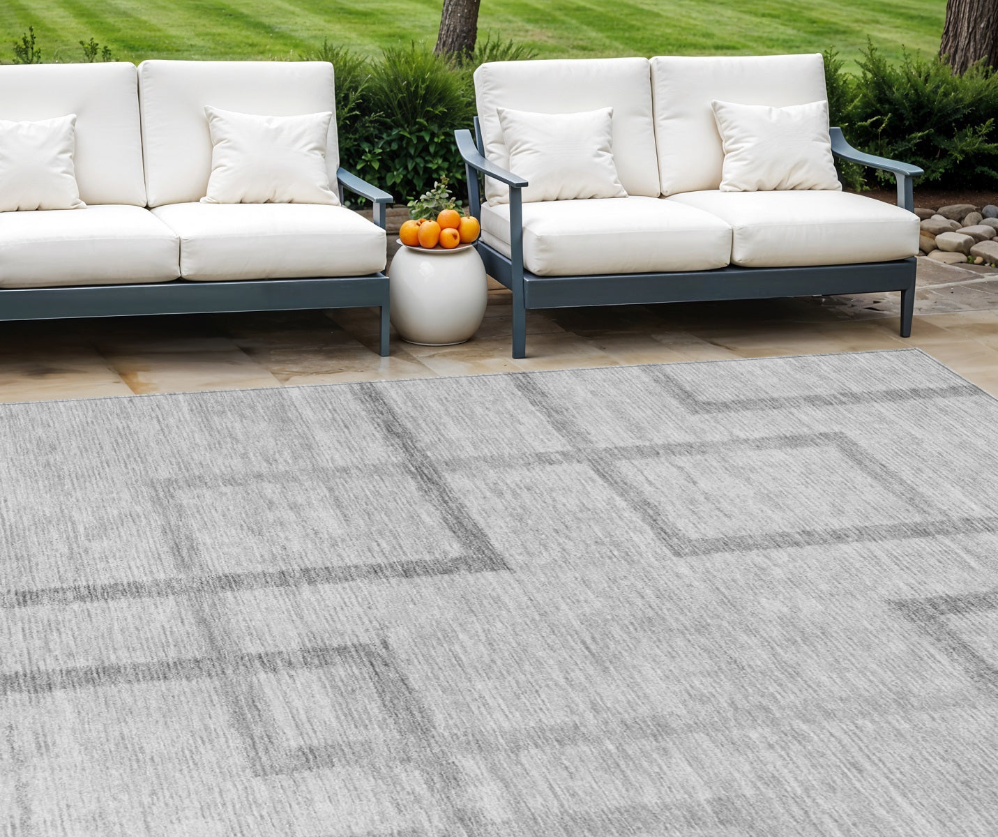 10 X 14 Gray Charcoal And Silver Geometric Washable Indoor Outdoor Area Rug