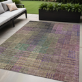 5 X 8 Plum Olive Green And Lavender Abstract Washable Indoor Outdoor Area Rug