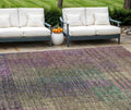 8 X 10 Plum Olive Green And Lavender Abstract Washable Indoor Outdoor Area Rug