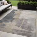 5 X 8 Gray Charcoal And Beige Abstract Washable Indoor Outdoor Area Rug