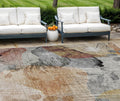9 X 12 Terra Cotta Copper And Beige Floral Washable Indoor Outdoor Area Rug