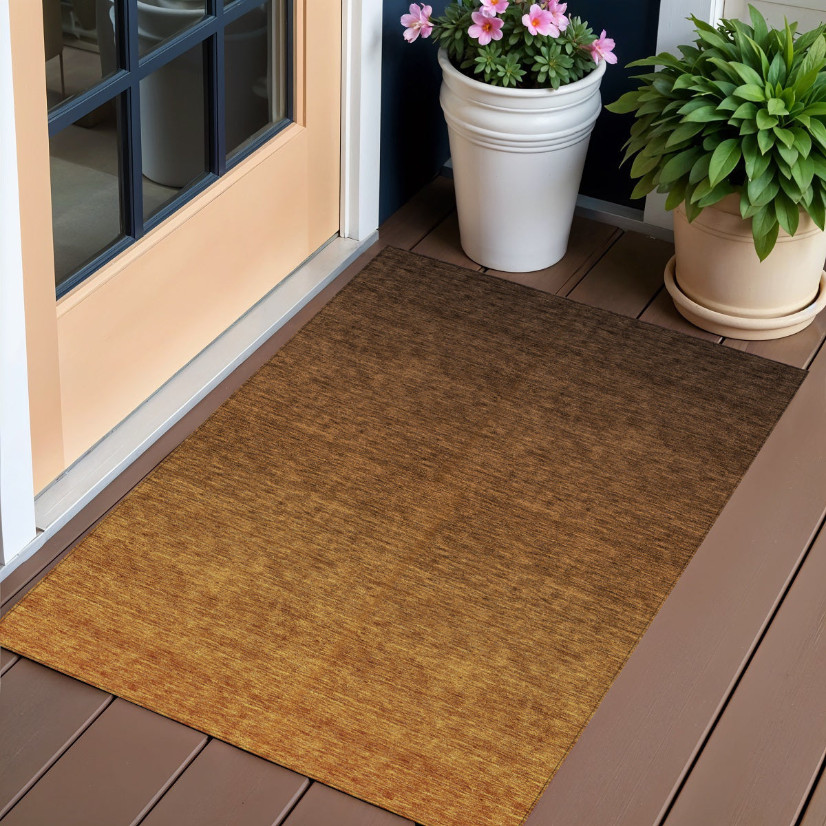 3 X 5 Chocolate And Brown Ombre Washable Indoor Outdoor Area Rug