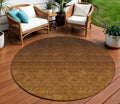 8 Chocolate And Brown Round Ombre Washable Indoor Outdoor Area Rug