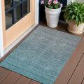3 X 5 Teal Blue Gray And Charcoal Ombre Washable Indoor Outdoor Area Rug