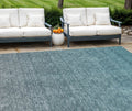 8 X 10 Teal Blue Gray And Charcoal Ombre Washable Indoor Outdoor Area Rug