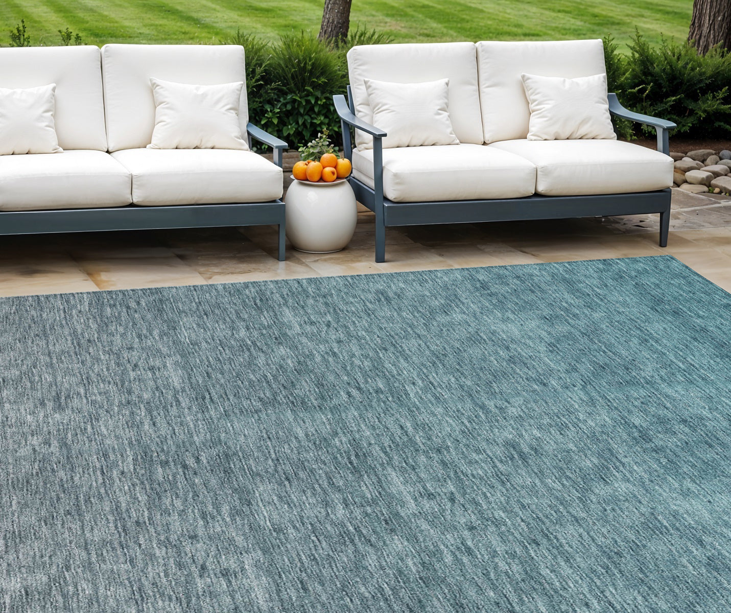 9 X 12 Teal Blue Gray And Charcoal Ombre Washable Indoor Outdoor Area Rug