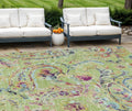 10 X 14 Artichoke Green And Pink Paisley Washable Indoor Outdoor Area Rug