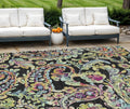 9 X 12 Black And Artichoke Green Paisley Washable Indoor Outdoor Area Rug