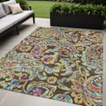 5 X 8 Chocolate And Artichoke Green Paisley Washable Indoor Outdoor Area Rug