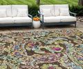 10 X 14 Chocolate And Artichoke Green Paisley Washable Indoor Outdoor Area Rug