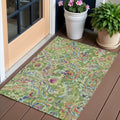 3 X 5 Fern Green And Artichoke Green Paisley Washable Indoor Outdoor Area Rug