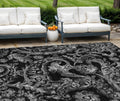 10 X 14 Black Gray And Charcoal Paisley Washable Indoor Outdoor Area Rug