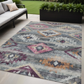 5 X 8 Gray Charcoal And Silver Southwestern Washable Indoor Outdoor Area Rug