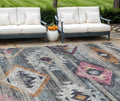 8 X 10 Gray Charcoal And Silver Southwestern Washable Indoor Outdoor Area Rug