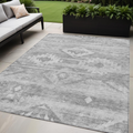 5 X 8 Silver Gray And Charcoal Southwestern Washable Indoor Outdoor Area Rug