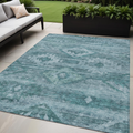 5 X 8 Teal Blue And Aqua Southwestern Washable Indoor Outdoor Area Rug