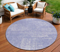 8 Lavender Purple And Lilac Round Abstract Washable Indoor Outdoor Area Rug