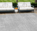 8 X 10 Silver And Gray Abstract Washable Indoor Outdoor Area Rug